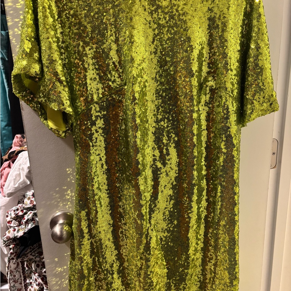 Eloquii Green and Gold Sequin Dress